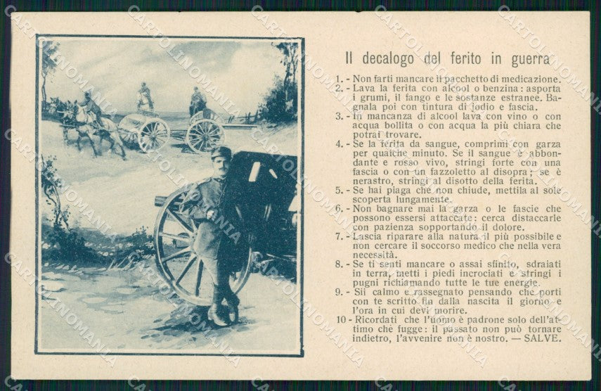 Militari Propaganda WWI Decalogo del Ferito in Guerra cartolina XF0640 – fronte
