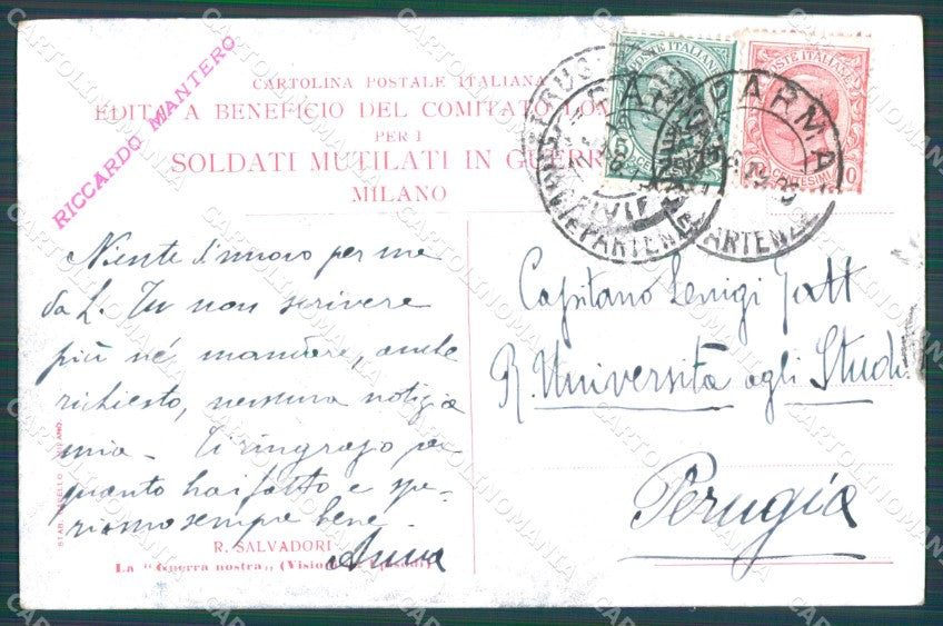 Militari Propaganda WWI Trincea Salvadori cartolina XF0656 – retro