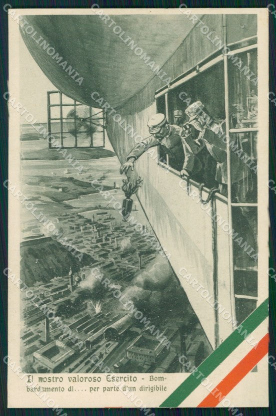Militari Propaganda WWI Dirigibile Tricolore Polli cartolina XF0677 – fronte