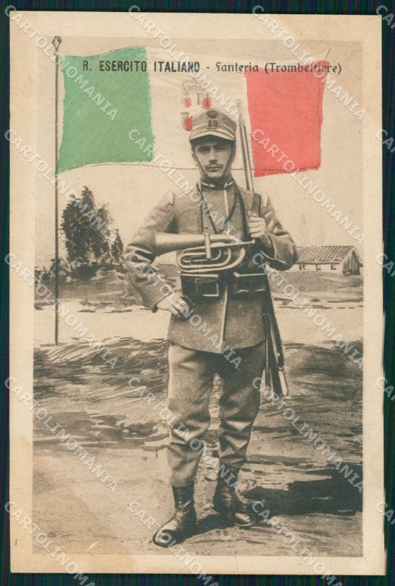 Militari Propaganda WWI Fanteria Trombettiere Tricolore cartolina XF0698 – fronte