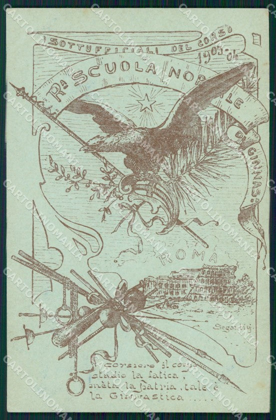 Militari Scuola Ginnastica Militare Roma Corso 1903 1904 cartolina XF0774 – fronte