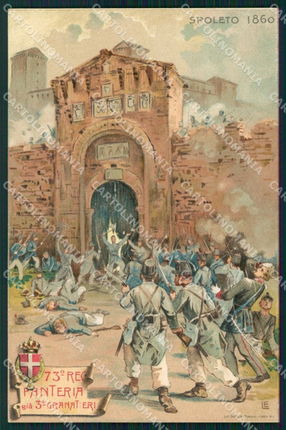 Militari 73 Reggimento Fanteria già III Granatieri Spoleto cartolina XF0824 – fronte
