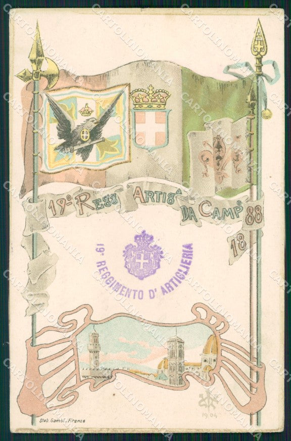Militari 19º Reggimento Artiglieria da Campo Firenze cartolina XF0826 – fronte