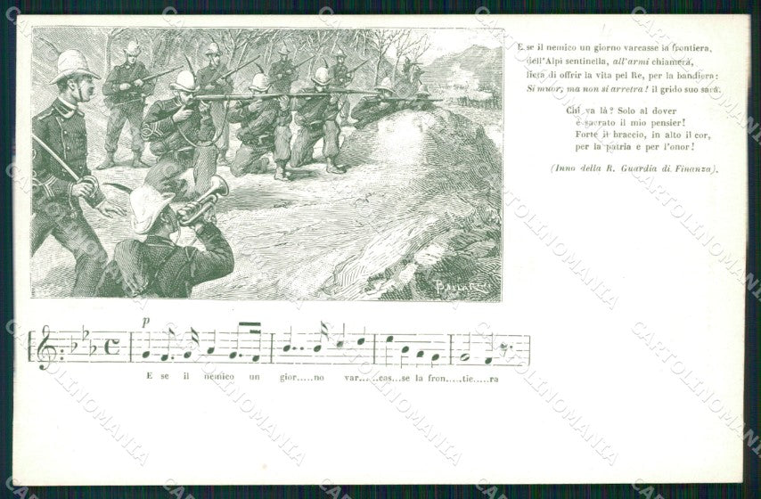 Militari Guardia di Finanza GdF Inno Spartito Ballarini cartolina XF0829 – fronte