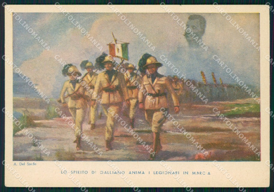 Militari Fascismo Legionari Africa Bersaglieri STRAPPINO FG cartolina XF0913 – fronte