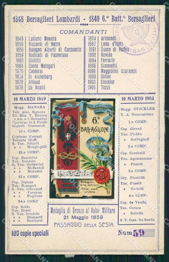 Militari VI Batt Bersaglieri Passaggio Sesia 59/100 cartolina XF0969 – fronte