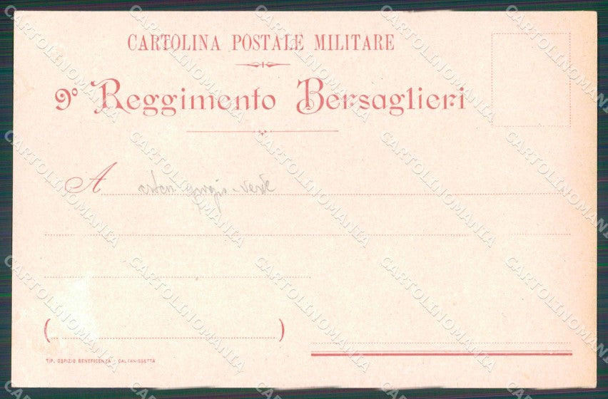 Militari IX Reggimento Bersaglieri De Amicis ABRASA cartolina XF0974 – retro