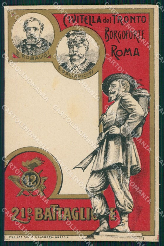 Militari 12º Regg 21º Battaglione Bersaglieri Civitella Tronto cartolina XF0976 – fronte