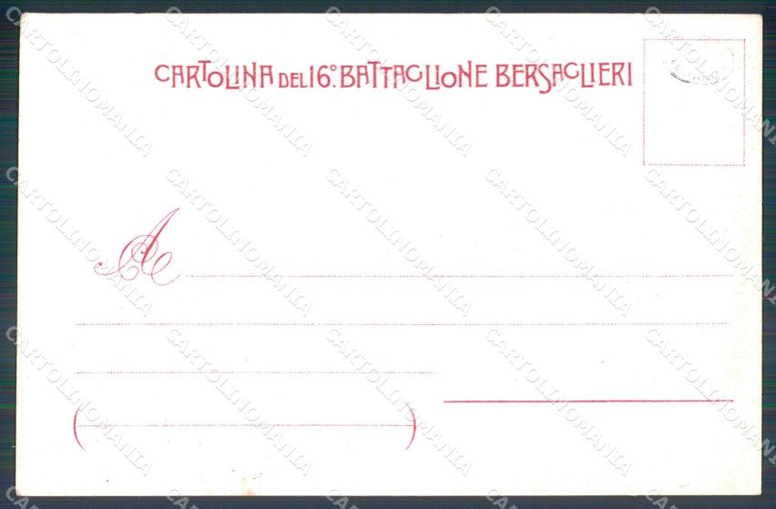 Militari 16º Battaglione Bersaglieri Cuneo Ponte Versa Anselmi cartolina XF0977 – retro