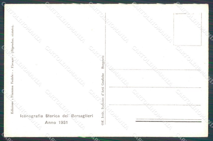 Militari Esercito Italiano Bersaglieri Divisa 1931 Degai cartolina XF1006 – retro