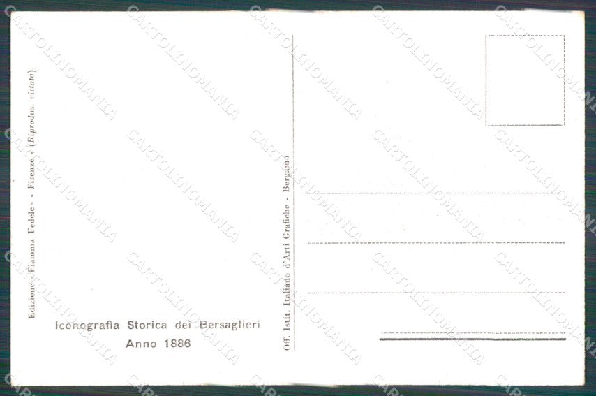 Militari Esercito Italiano Bersaglieri Divisa 1886 Degai cartolina XF1013 – retro