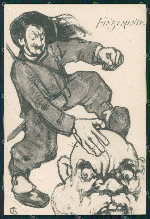 Militari Propaganda WWI Bersaglieri Kaiser cartolina XF1020 – fronte
