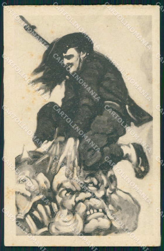 Militari Propaganda WWI Bersaglieri Kaiser cartolina XF1021 – fronte