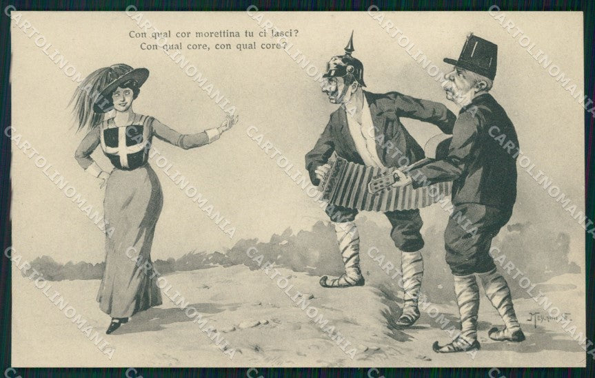 Militari Propaganda WWI Bersaglieri Kaiser Meschini cartolina XF1026 – fronte