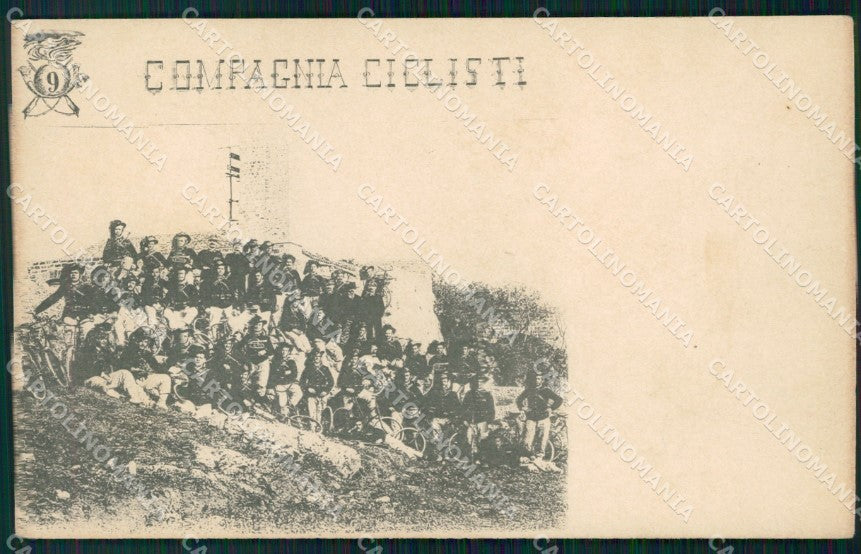 Militari IX Reggimento Bersaglieri Compagnia Ciclisti cartolina XF1033 – fronte