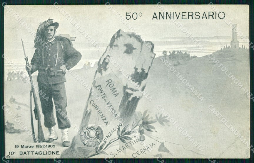 Militari 10º Battaglione Bersaglieri 1852 1902 cartolina XF1036 – fronte