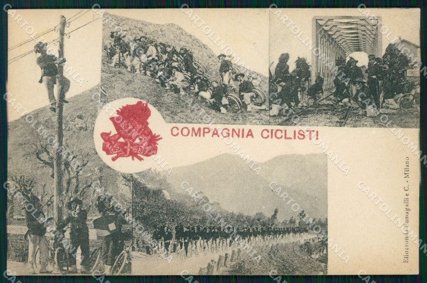 Militari 12º Reggimento Bersaglieri Compagnia Ciclisti cartolina XF1039 – fronte