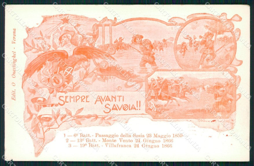 Militari VI Reggimento Bersaglieri Passaggio Sesia La Marmora cartolina XF1048 – fronte