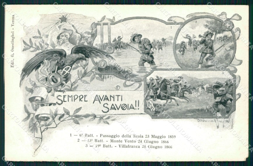Militari VI Reggimento Bersaglieri Passaggio Sesia La Marmora cartolina XF1051 – fronte