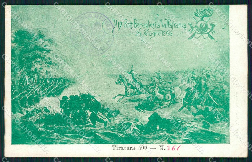 Militari VI Regg 19º Batt Bersaglieri Villafranca 361/500 cartolina XF1060 – fronte