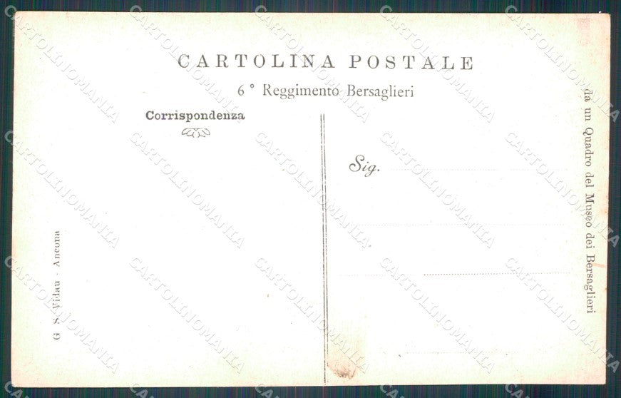 Militari VI Regg 19º Battaglione Bersaglieri Villafranca cartolina XF1061 – retro