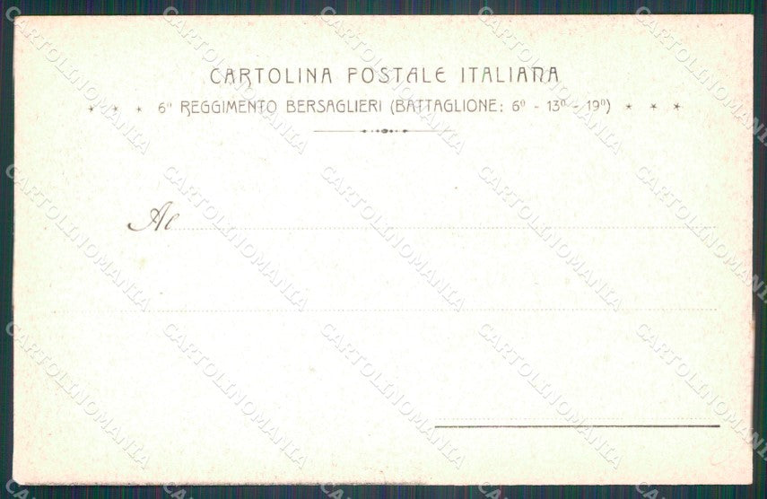 Militari VI Reggimento Bersaglieri Sesia Villafranca Custoza cartolina XF1084 – retro