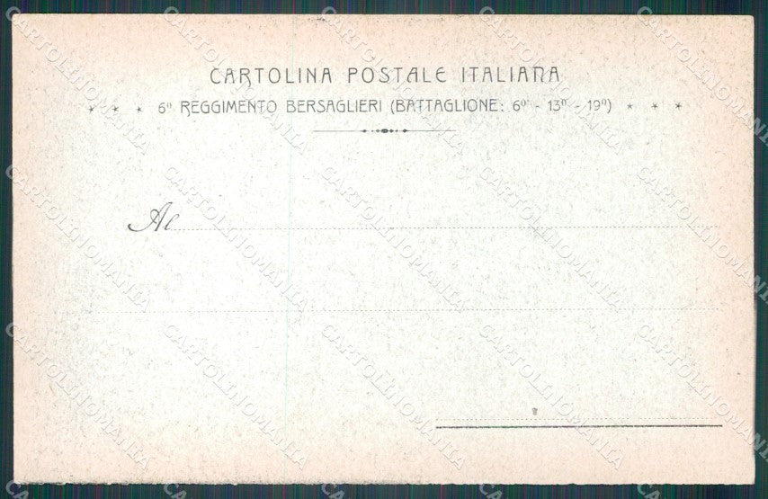 Militari VI Reggimento Bersaglieri Sesia Villafranca Custoza cartolina XF1086 – retro
