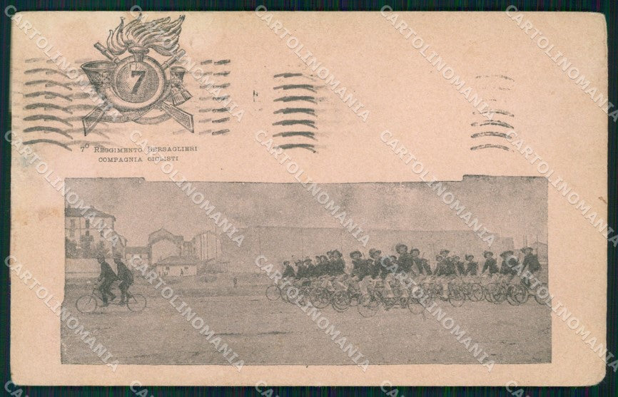 Militari VII Regg Bersaglieri Ciclisti PIEGHE STRAPPINI cartolina XF1087 – fronte