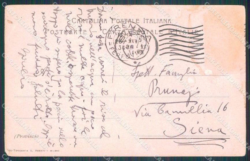Militari VII Regg Bersaglieri Ciclisti PIEGHE STRAPPINI cartolina XF1087 – retro