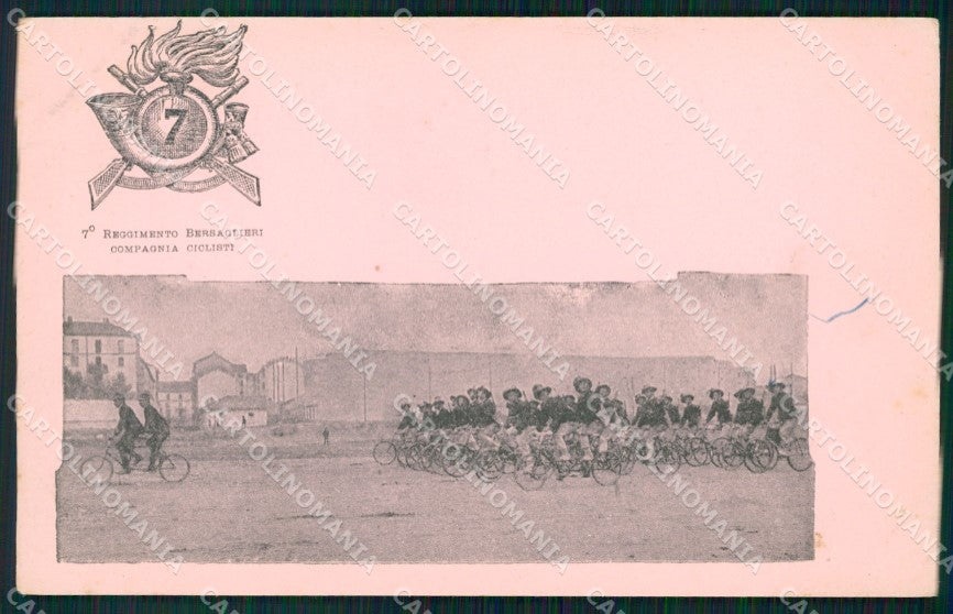 Militari VII Reggimento Bersaglieri Compagnia Ciclisti cartolina XF1088 – fronte