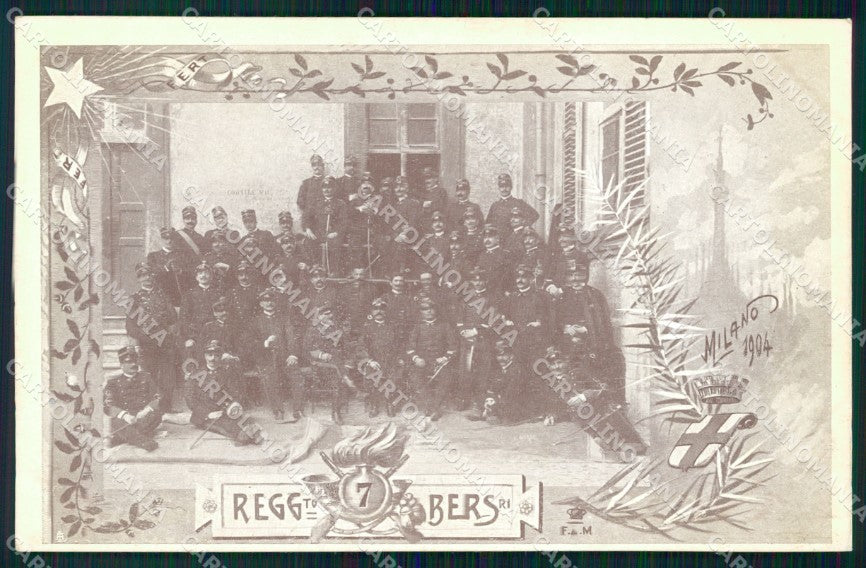 Militari VII Reggimento Bersaglieri Milano cartolina XF1089 – fronte