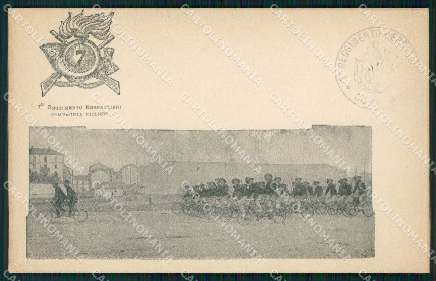 Militari VII Reggimento Bersaglieri Compagnia Ciclisti cartolina XF1090 – fronte