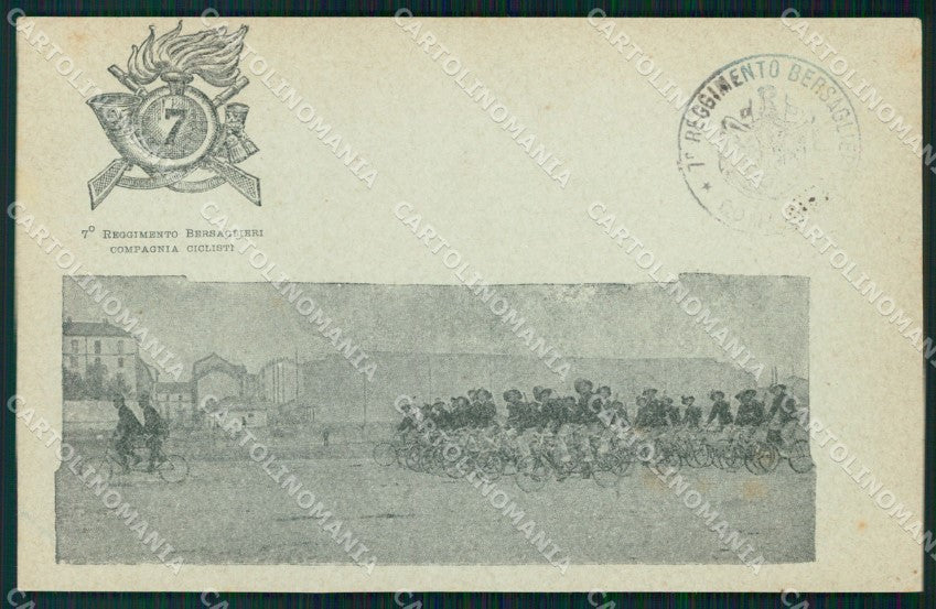 Militari VII Reggimento Bersaglieri Compagnia Ciclisti cartolina XF1091 – fronte