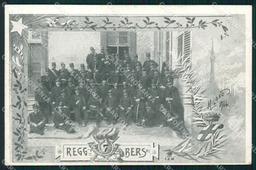 Militari VII Reggimento Bersaglieri Milano cartolina XF1092 – fronte