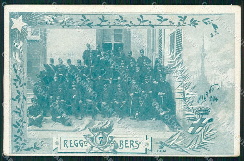 Militari VII Reggimento Bersaglieri Milano cartolina XF1093 – fronte