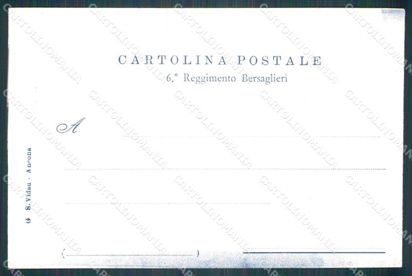 Militari VI Reggimento Bersaglieri Passaggio Sesia 1906 cartolina XF1095 – retro