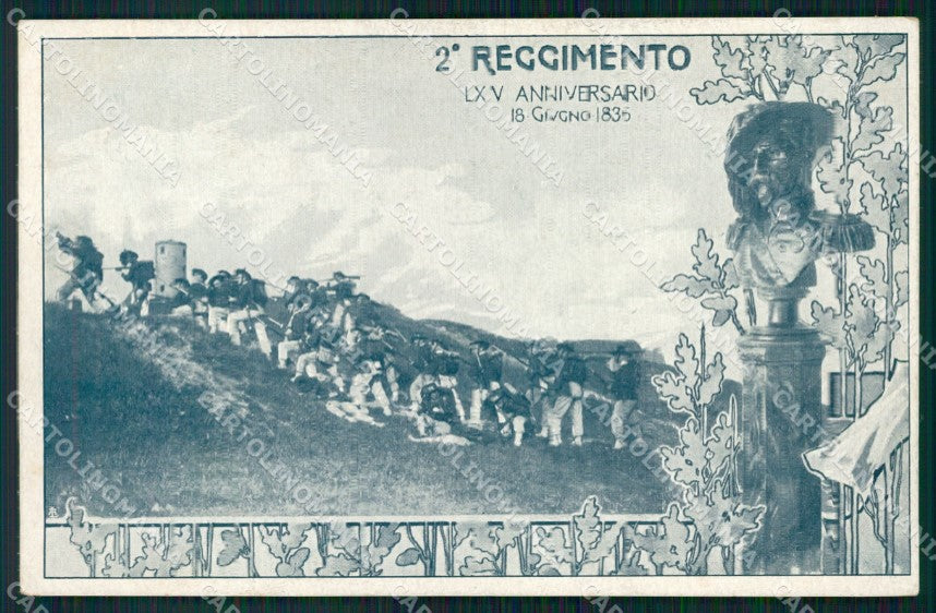 Militari II Reggimento Bersaglieri Anniversario cartolina XF1105 – fronte