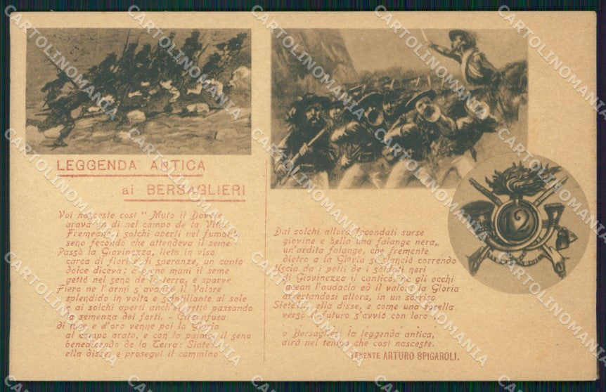 Militari Bersaglieri 12º Reggimento cartolina XF1109 – fronte