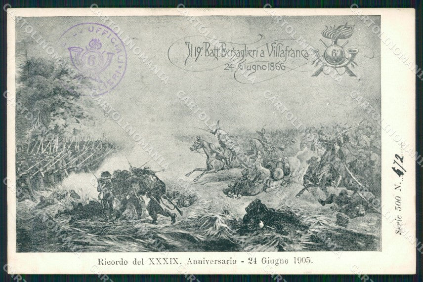 Militari VI Regg Bersaglieri Villafranca 19º Batt 472/500 cartolina XF1110 – fronte