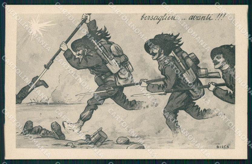 Militari Propaganda WWI Bersaglieri Biscaretti cartolina XF1116 – fronte