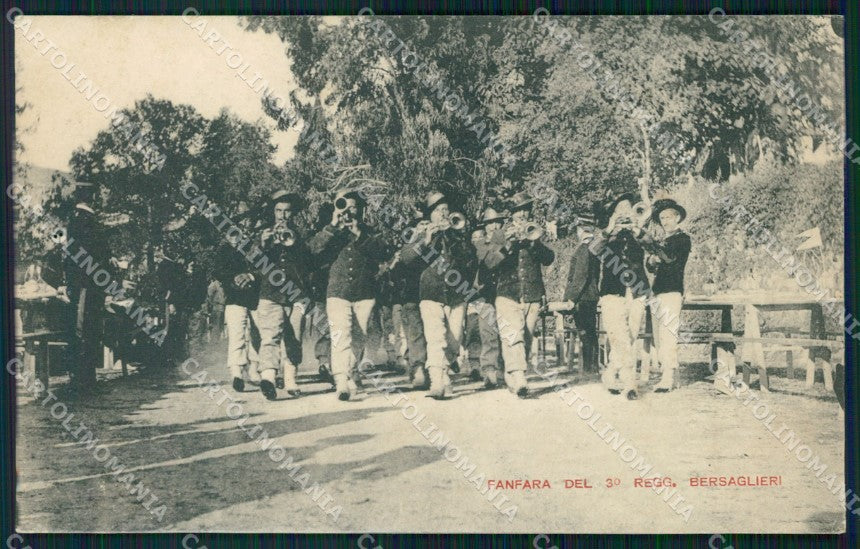 Militari III Reggimento Bersaglieri Fanfara cartolina XF1129 – fronte
