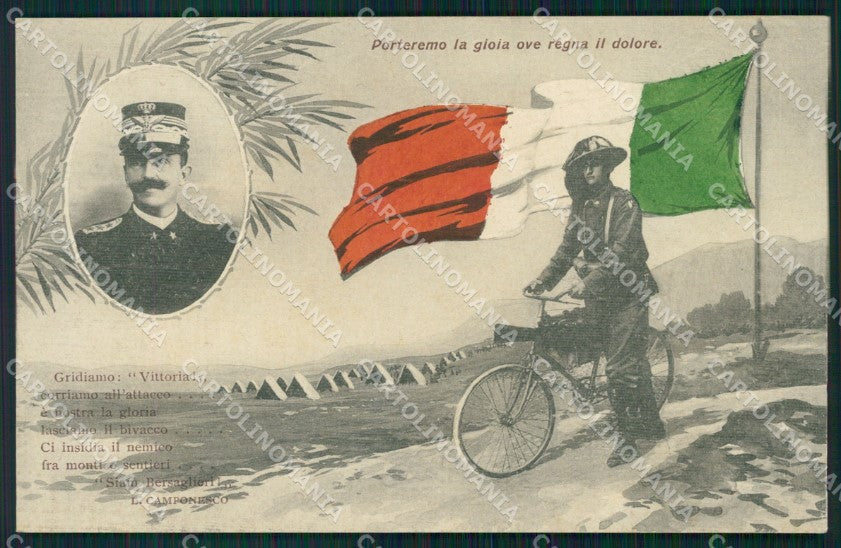 Militari Propaganda Bersaglieri Savoia Tricolore cartolina XF1160 – fronte