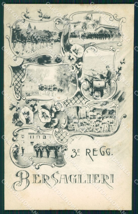 Militari III Reggimento Bersaglieri cartolina XF1166 – fronte