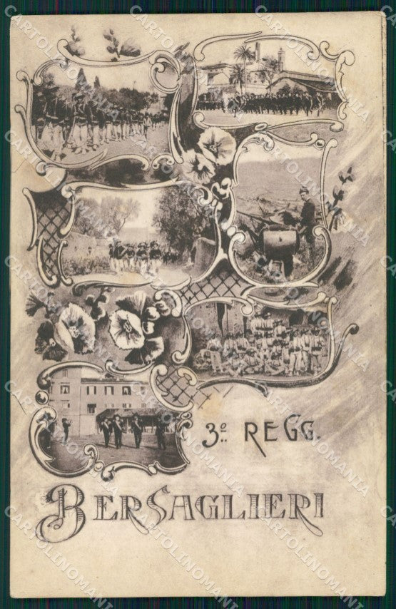 Militari III Reggimento Bersaglieri cartolina XF1167 – fronte