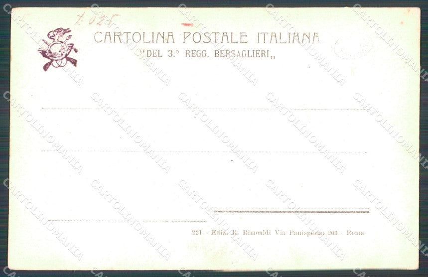 Militari III Reggimento Bersaglieri cartolina XF1167 – retro
