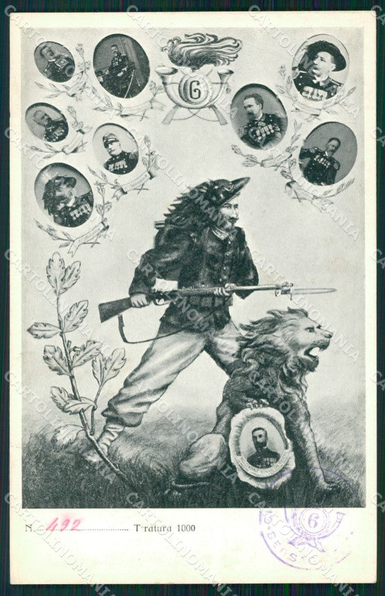 Militari VI Reggimento Bersaglieri Tiratura 492/1000 cartolina XF1176 – fronte