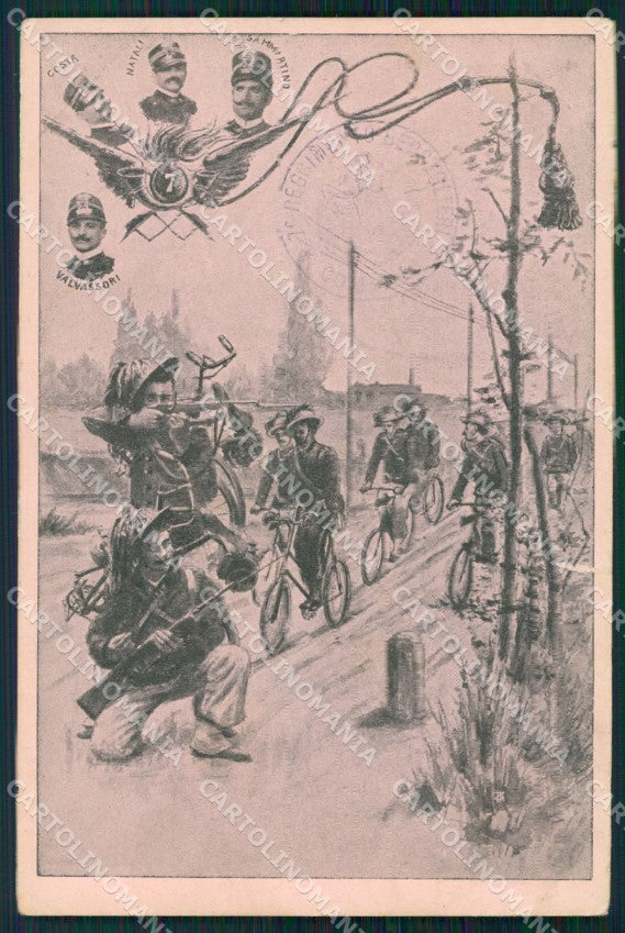 Militari VII Reggimento Bersaglieri Ciclisti STRAPPINO PIEGA cartolina XF1180 – fronte