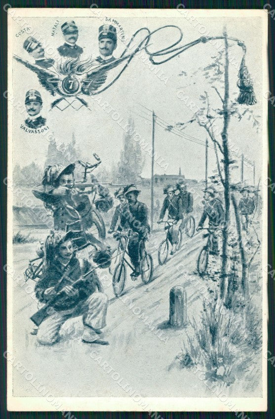 Militari VII Reggimento Bersaglieri Ciclisti cartolina XF1181 – fronte