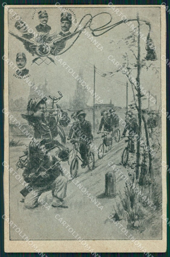 Militari VII Reggimento Bersaglieri Ciclisti cartolina XF1182 – fronte