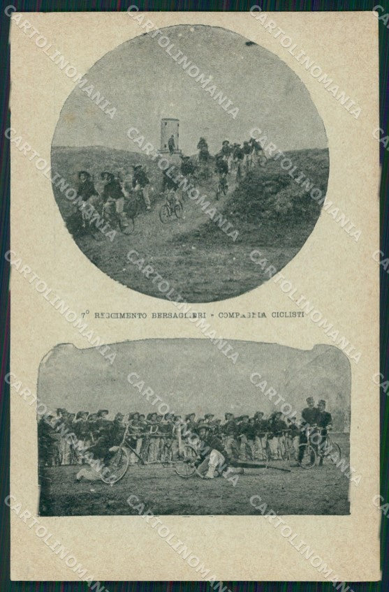 Militari VII Reggimento Bersaglieri Compagnia Ciclisti cartolina XF1184 – fronte